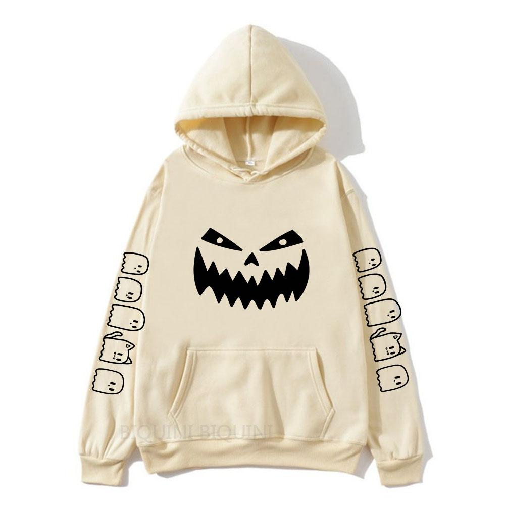 Halloweenská mikina Kawaii duch dýně potisk Unisex mikina Módní ležérní Podzim Zima Dlouhý rukáv Pánská pulovrová mikina