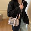 Temperament small fragrant style fashion plaid pu cloth shoulder bag handbag winter high sense messenger women's bag new