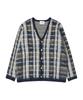 Beyond Closet Preppy Hairy Check Mohair Tough Cardigan Navy