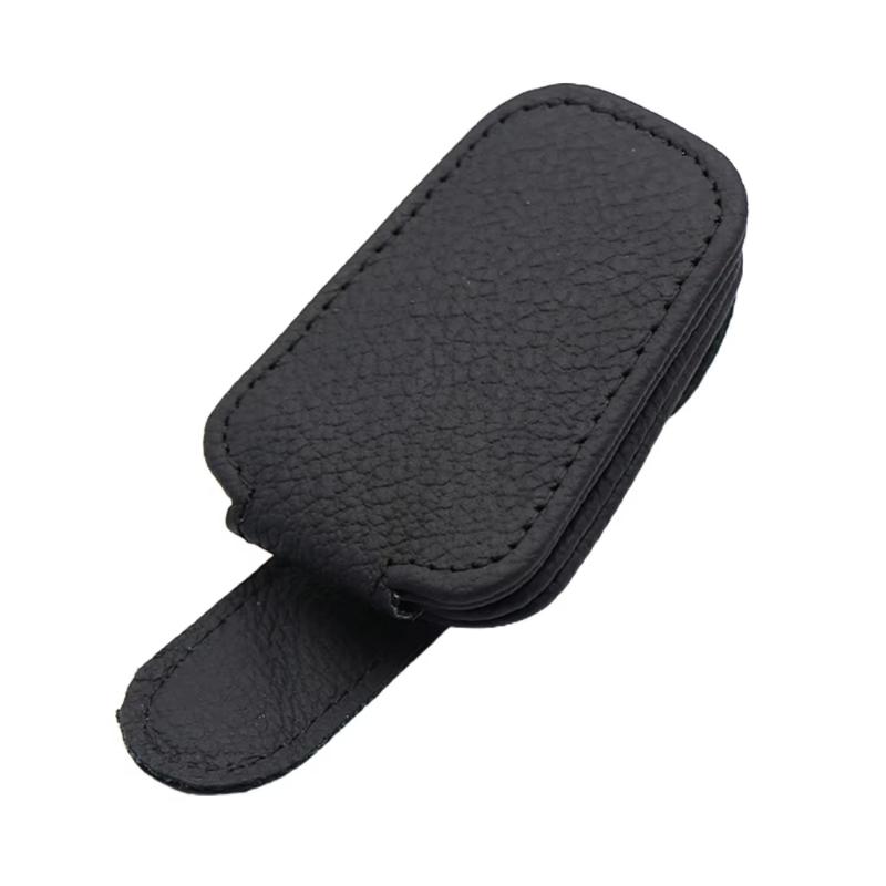 Universal Car Sunglasses Holder Car Magnetic Leather Clip Card Ticket Holder Auto Sun Visor Glasses Box Decoration Accessories