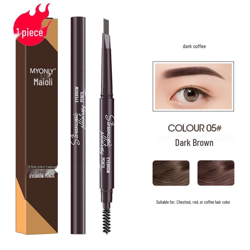Maiouli 3D Smudge-Proof Multi-Effect Eyebrow Pencil - Beginner-Friendly Double-Ended Triangle Shape.