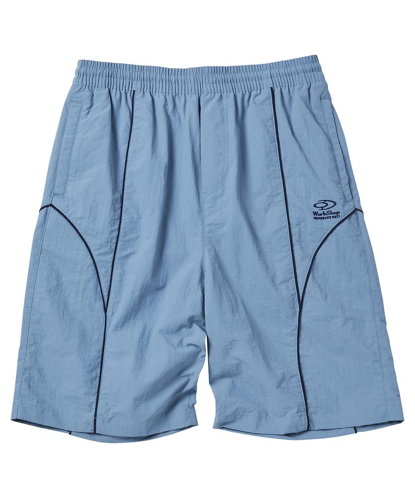 TRAVEL Nylon Curved Piping Line Shorts Cornflower