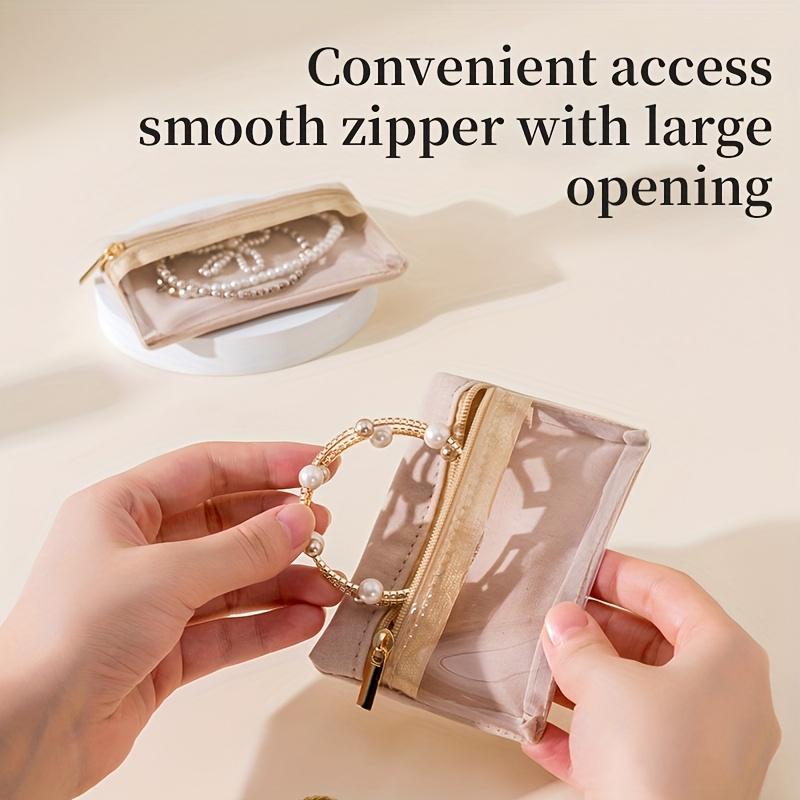 1PC Portable Clear Travel Jewelry Pouch Bag with Zipper,Mini Jewelry Storage for Rings Bracelets Earrings Necklaces Jewelry