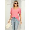 Womens Summer Tops Square Neck Puff Sleeve T Shirts Loose Casual Tshirts