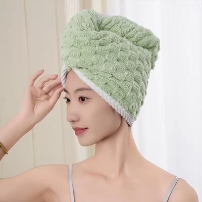 Microfiber haarhanddoek, verdikte koraalfluwelen, cationische droogkap voor haar, waterabsorberend en sneldrogend, gestreepte badmuts