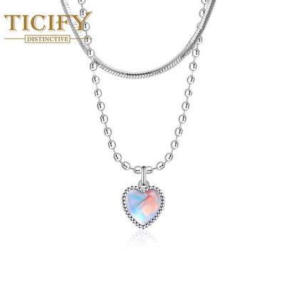 Double -layer Design Love Moonstone Necklace Elegant Gem Collar Bone Chain Snake Bone Chain