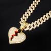 Hip Hop Personality Broken Heart Full Diamond Pendant Hiphop Street Accessories Cuban Chain Fashion Necklace