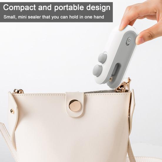 1 sett Bag Sealer Oppladbar Mini Forseglingsmaskin med Cutter Mini Heat Sealer for Chip Snacks Kjeks Bag