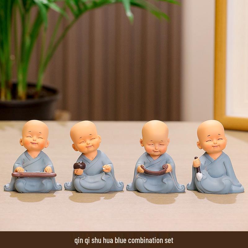 Handmade Cute Little Monk Resin Ornaments for Desktop Decoration