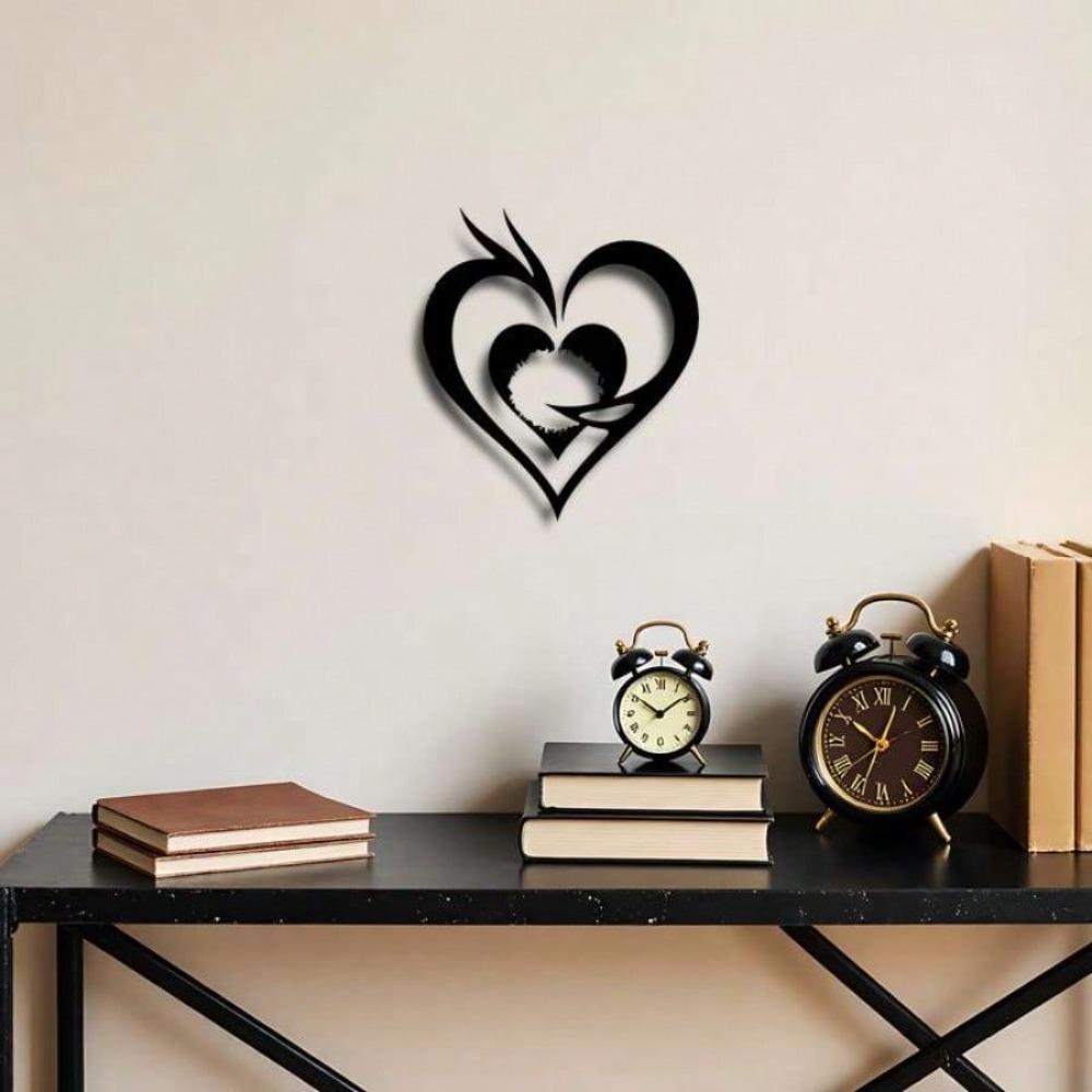 Wrought Iron Heart Wall Decor Metal Art Horizontal Valentine Wedding Gift Indoor Outdoor Hanging Bedroom Living Room