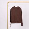 LULU Embossed Slim Fit Full Zip Fleece Hoodie - Gold Logo & Zipper, Casual Yoga Wear.