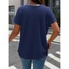 Camiseta Elegante Gola Boneca Tamanho Grande para Mulheres Cor Sólida Manga Curta Botões Plissados Tops Verão Solta Casual Simples Doce Camisa Roupa Feminina