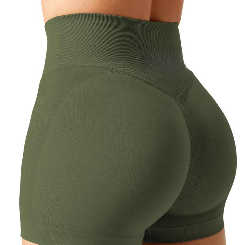 

Шорты для йоги с низкой резинкой, бесшовные, для тренировок, для попы, для тренировок в спортзале, эластичные, для бега M оливковое зеленый