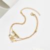 Vintage Gold Color Double Layer Anklet for Women Star Pearl Starfish Zircon Pineapple Anklets Bracelets Foot Chain Beach Jewelry