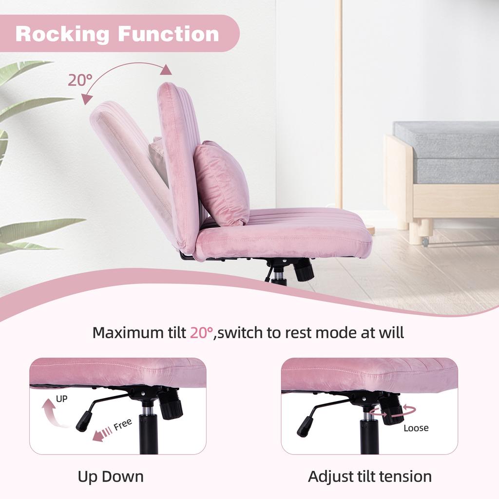 Modern Office Chair – Height-Adjustable Swivel Chair without Armrests with Quiet Casters & Cushion – Fabric Office Chair for Study & Living Room