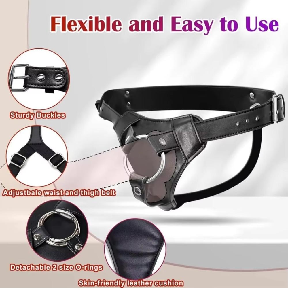 Dildo Harness Adults Sex Toys for Women Men BDSM Wearable Leather Pants Men Pegging Dildo Adjustable Belt Multiple Sizes Rings