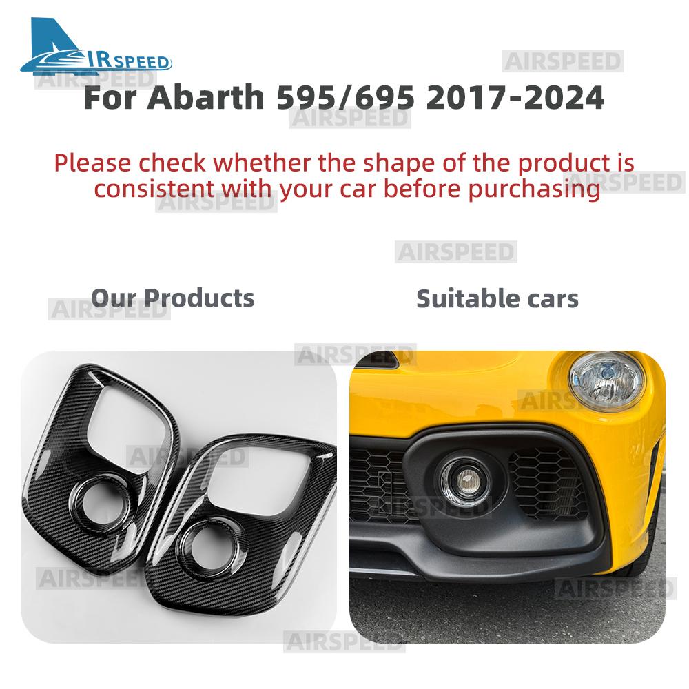 Real Hard Carbon Fiber Sticker For Abarth 595 695 2017 2018 2019 2020 2025 2025 2025 2025 LHD RHD Car Front Fog Lamp Cover 1Pair