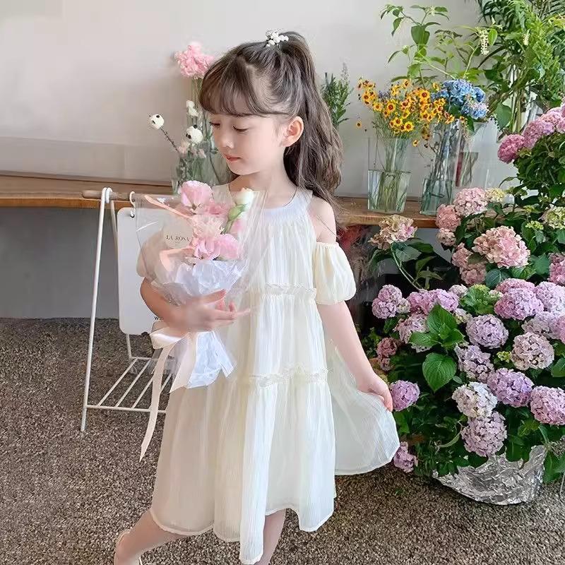 Girls' 2024 Summer Chiffon Princess Sling Dress – Fashionable and Trendy