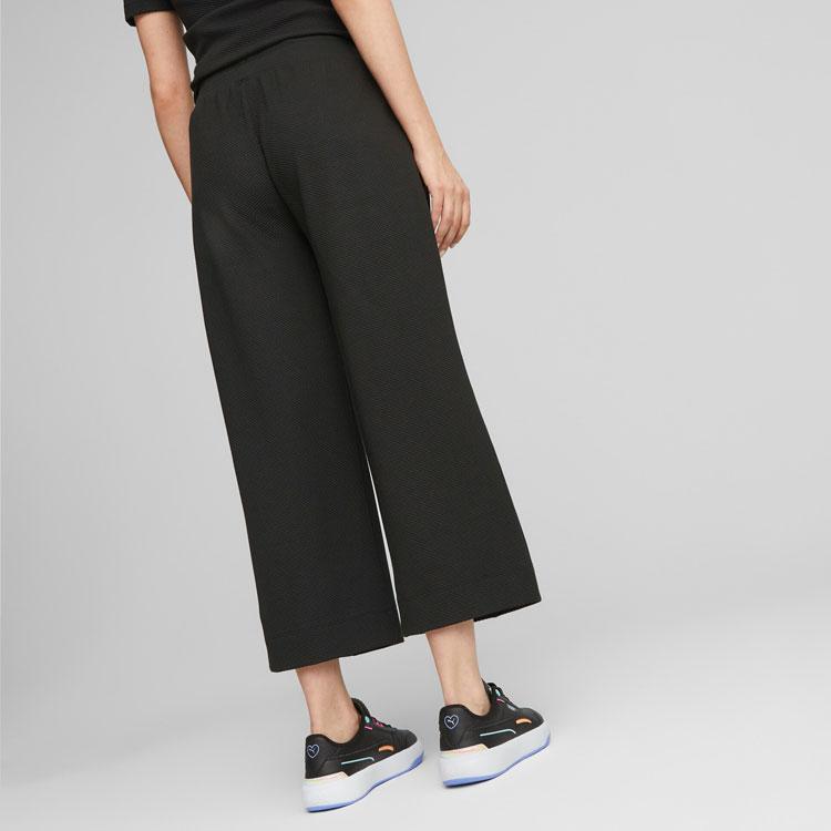 Puma Logo Embroidered Drawstring Straight Leg Casual Pants Women bottoms Black 676656-01