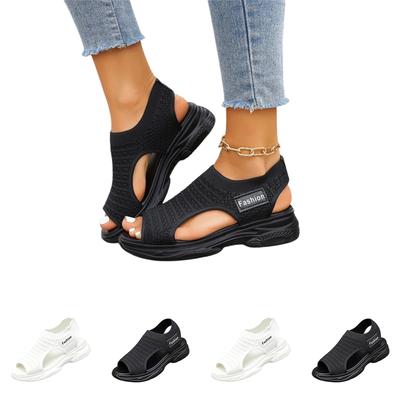 Sandalias Casuales de Punto para Mujer Tallas Grandes, sin Cierre, Punta Abierta, Ligeras, Transpirables, para Verano, con Suela Flexible para el Uso Diario