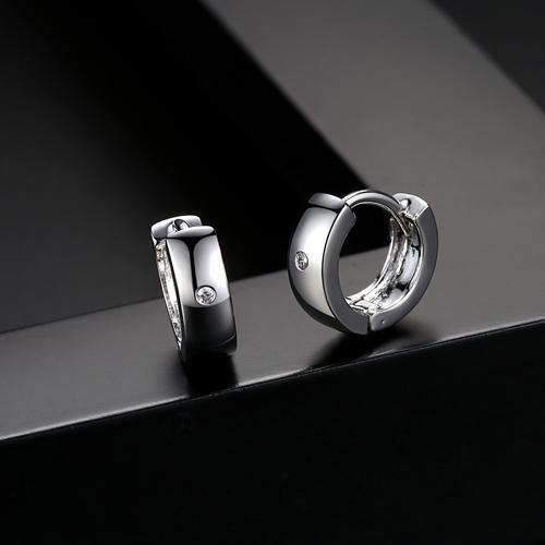 LUOTEEMI Small Hoop Earrings Piercing Huggie Earrings for Women or Men Brincos Jewelry White Cubic Zirconia Earrings