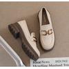 Niche British Style Small Leather Shoes Women's Spring 2025 New Casual Metal Buckle Versatile Platform Loafers Tide