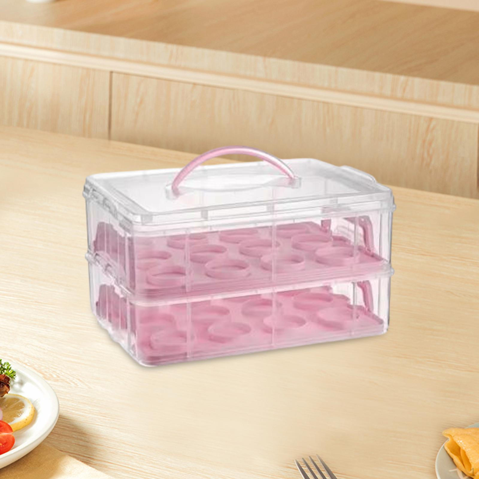 

Контейнер для кексов с крышкой и ручкой, идеально подходит для выпечки и печенья розовый