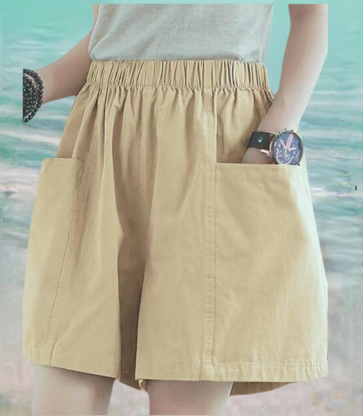 

Women s Summer High-Waisted Elastic Cotton Shorts - Japanese & Korean Style L