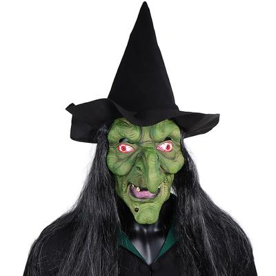 1PCS Halloween Old Witch Mask with Hat Cosplay Scary Clown Hag Big Nose Latex Helmet Haunted House Costume Party Props