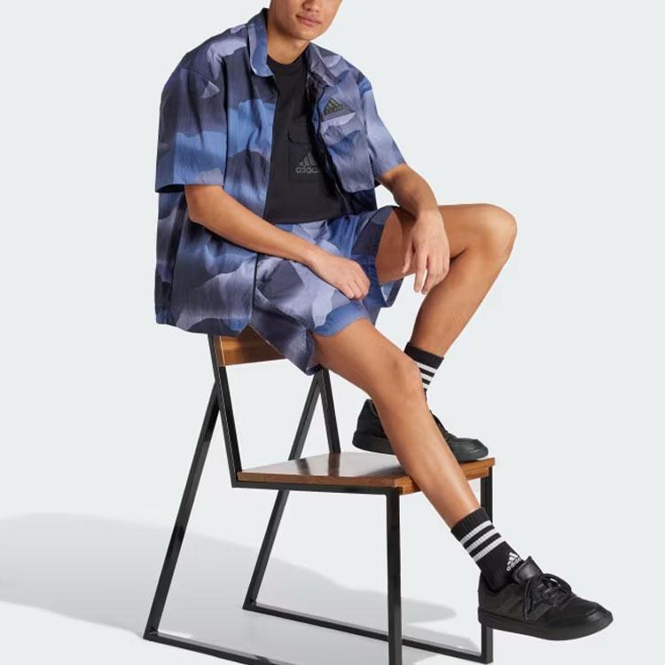 Adidas City Escape Zip Shirt With Gradient Pattern And Color Block Men Tops Ink-Blue IR5184