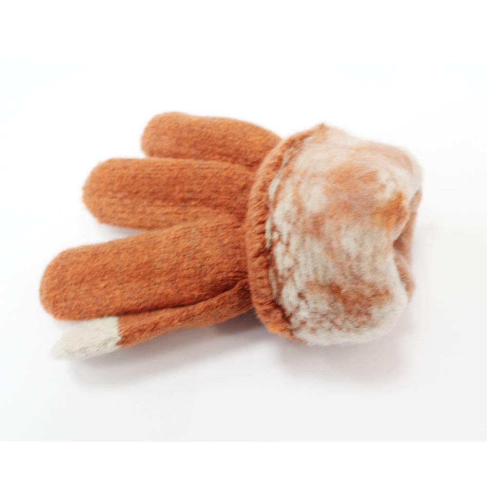 GlovesDEPO Made in Smartphone Reindeer and Snowflake Orange Women's Cashmere-Like Gloves, Japan, Compatible, Print,