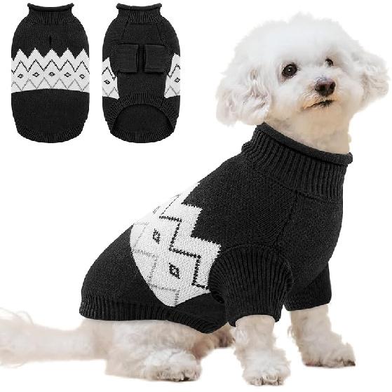 Queenmore Warm Dog Sweater, Soft Pet Knitwear, Knitted Pullover, Vlentines Day Gifts Winter Pet Clothes for Small Medium Dogs Cats