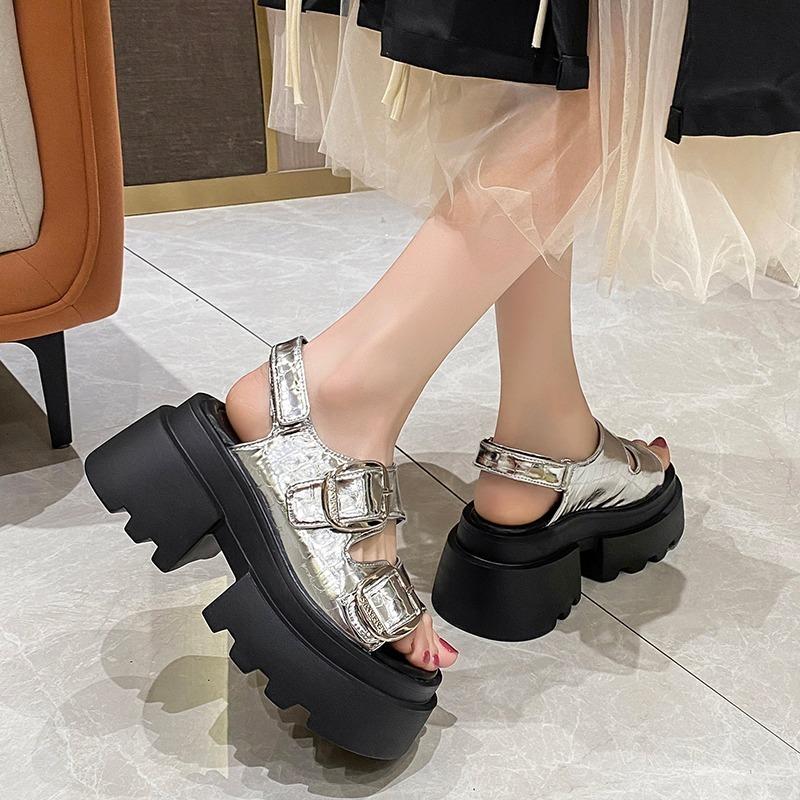 Fashion New Thick Sole Punk Sandals Women Wrap Toe Hollow Outs Roman Sandalias for Women's Casual Beach Slippers Summer Platform Sandals