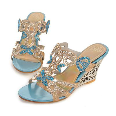 Feest Sandalen met Sleehak Dames Zomerschoenen Luxe Strass Gladiator Slippers Dames Platform Sandalen Dames Hoge Hak Schoenen