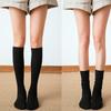 4 Pairs Women's Cotton Knee High Socks, Casual Solid Knit Knee Socks (black)