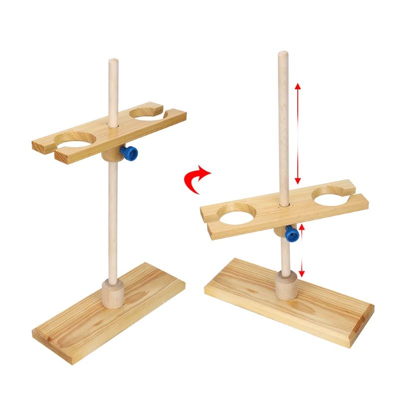 2 Hole Funnel Stand Laboratory Accessory Adjustable Height Wooden Funnel Rack