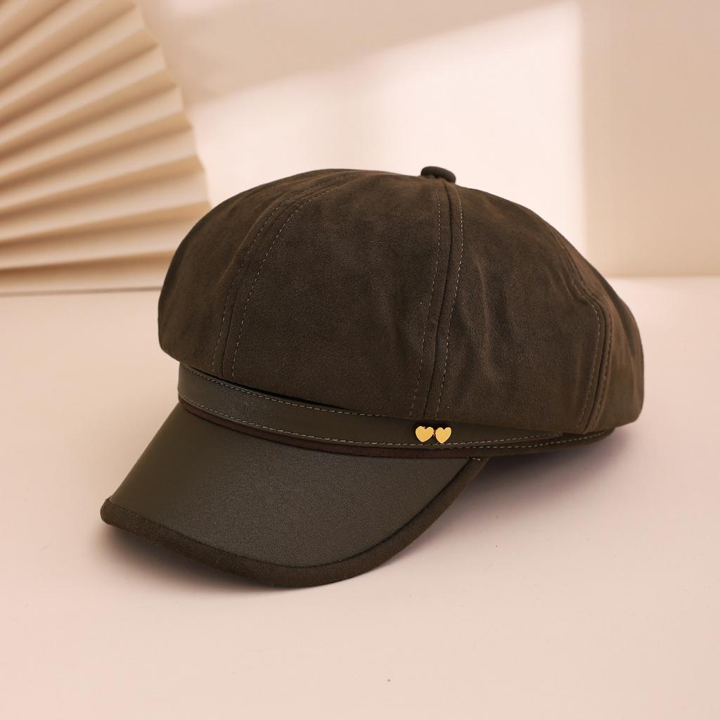 The Korean Version of the Fashion Trend Maillard Autumn and Winter Edition Suede Velvet Heart-shaped Newsboy Cap