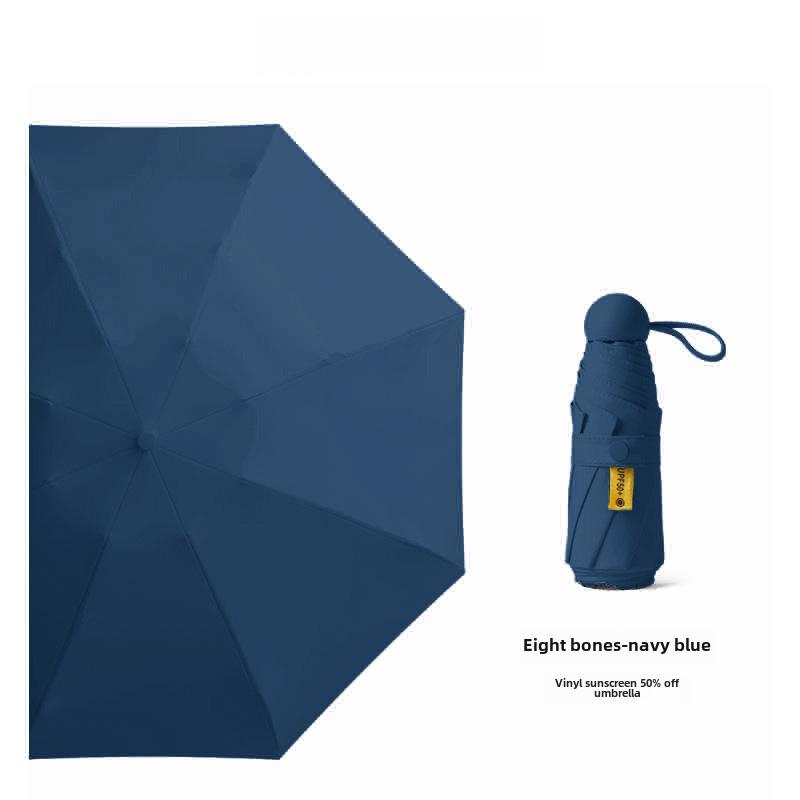 Umbrelă compactă de damă cu ștanțare aurie: Protecție UV, pliabil portabil, pentru soare și ploaie