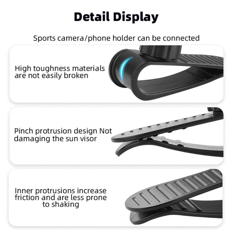 Innovative Car Sunshade Camera Mount Quick Release Clip Mounting Bracket Universal for 360 X3/Action 4 Action Cameras