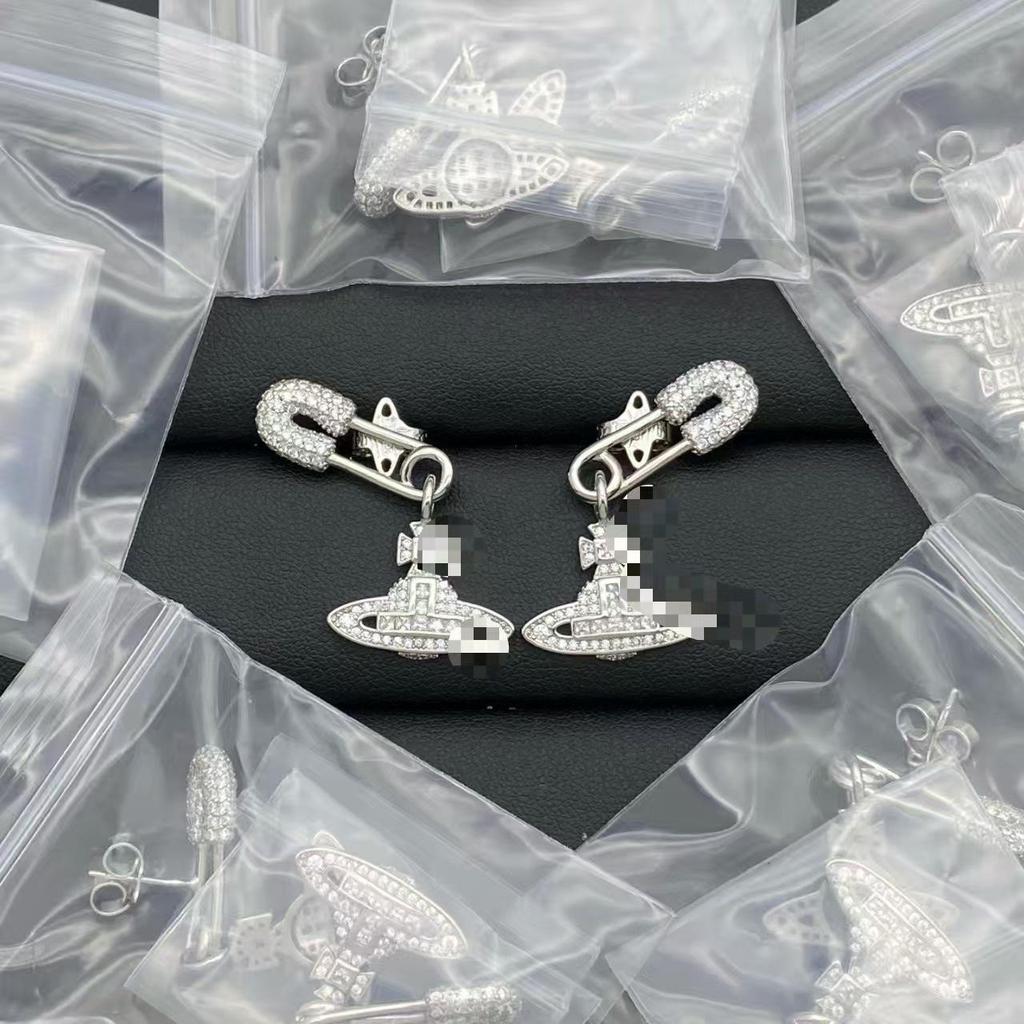 Westwood Silver Needle Stud Earrings - Chic Niche Design for a Sophisticated Look