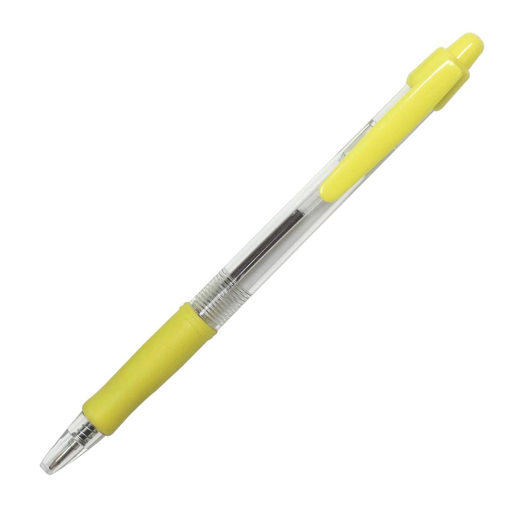 Rubber Grip 904 Ballpoint Pens, 70-Pack, Semi-Transparent Body, Yellow, T23-V-904-70-Y