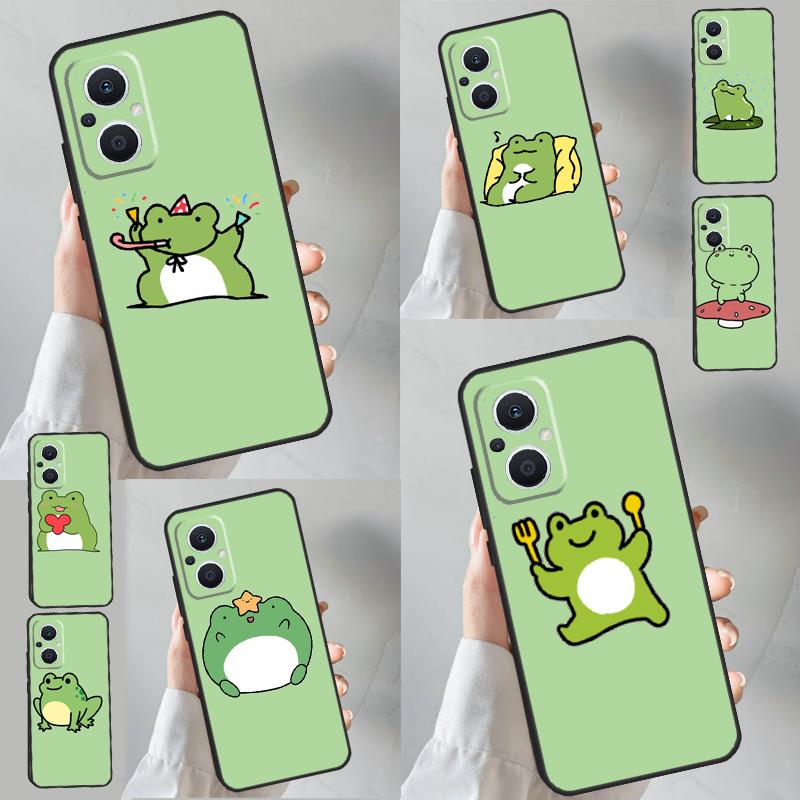 Mint Green Funny Frog Funda For OPPO Reno 11 F 10 Pro 4 5 6 7 8 Lite 4Z 5Z 8T OPPO Find X6 X5 Pro X2 X3 Neo Case