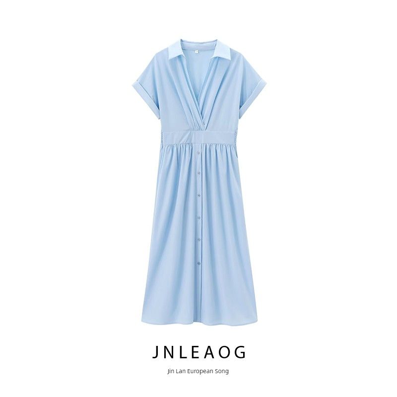Jnleaog Autumn New Women's Clothing Fashion Style Sense of Design Shirt Style Midi Skirt Dress 3564083