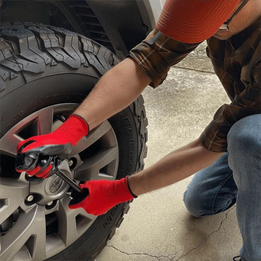 12pairs Oil-Resistant Protective Gloves Corrosion-Resistant Durable Nitrile Coated Gloves Wear-Resistant Labor Insurance Gloves