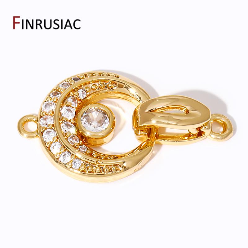 18K Gold Plated Zircon Fasteners Accessories Closure Lock Clasps For DIY Needlework Beads Pearls Jewelry Making Findings