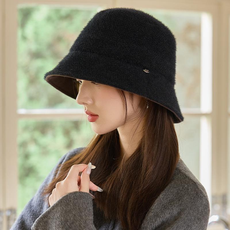 Autumn and Winter Hat Women's Bucket Hat Double-sided Fashion Bucket Hat Temperament Basin Hat