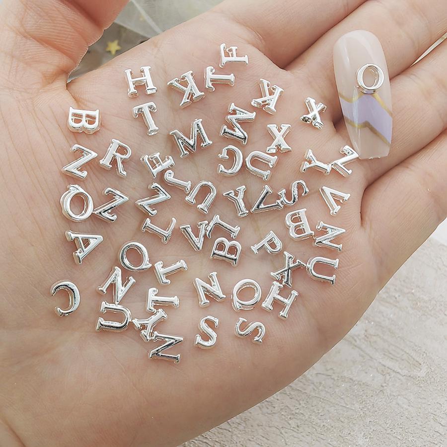 

Alloy 3D Silver Letter Nail Art Decorations - Mixed Styles, Luxurious Nail Accessories