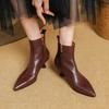 Fashion 2024 Autumn Winter Women Boot Genuine Leather Short Boots for Women Fashion Pointed Toe Med Heels Ladies Shoes Modern Boots