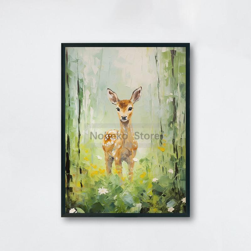 Cute Baby Animal Nursery Posters Cute Wildlife Prints Canvas Oil Painting Woodland Wall Art Pictures Home Kids Room Decoration