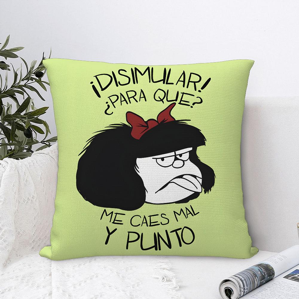 Cartoon M-Mafaldas Pillow Case Sofa Decorative Home Double-sided Print Plush Square Throw Pillow Covers Cushion Decor Cover